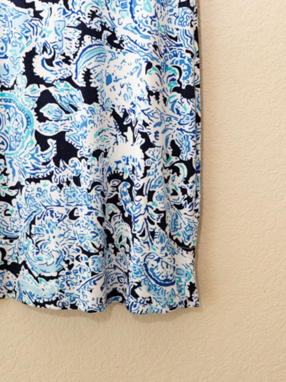 Cynthia Rowley Blue Paisley Print Dress Womens M Shift Back Zip Stretch Career - Picture 6 of 15